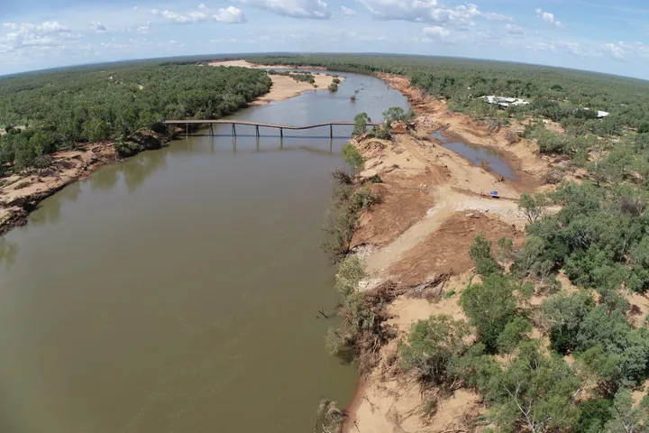 Landed Fitzroy Crossing Bridge in the Kimberley region of Western Australia