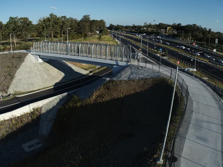 The new pedestrian bridge, constructed on the eastern side of the Bruce Highway at the Deception Bay Road interchange